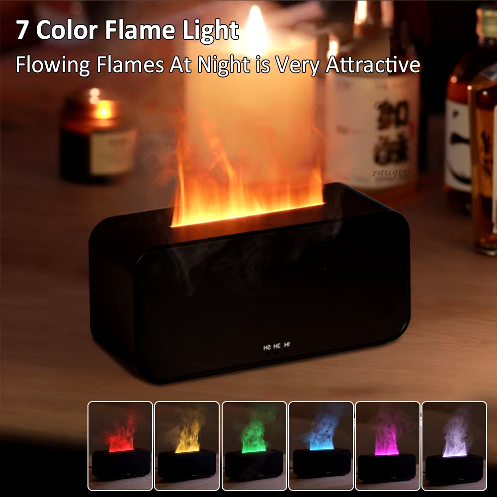 Humidificador ZenFlame™ | Difusor de Aromas con Efecto Llama y Luz LED – Silencioso, Seguro y Elegante
