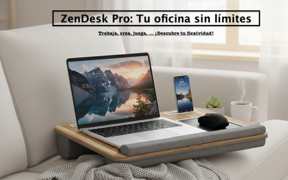 Mesa portátil multifuncional para ordenador | Escritorio ergonómico con soporte para móvil y alfombrilla de ratón integrada
