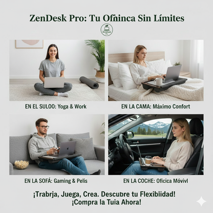 Mesa portátil multifuncional para ordenador | Escritorio ergonómico con soporte para móvil y alfombrilla de ratón integrada