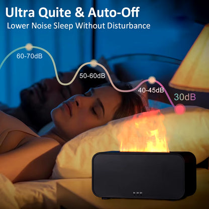 Humidificador ZenFlame™ | Difusor de Aromas con Efecto Llama y Luz LED – Silencioso, Seguro y Elegante